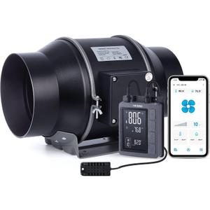 Inkbird WiFi 6 Inline Duct Fan with Temperature Humidity Intelligent Controller IVC-001W, App - Ventilation Exhaust Fan for Heating Cooling Booster, Grow Tents, Hydroponics