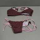 ZAFUL Women's Polka Dot Bikini Set Double Layer Halter Swimsuit Colorblock Side Tie 2 Piece Bathing Suit (L)