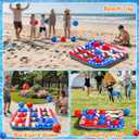Pool Toys Games for Kids - Inflatable Outdoor Water Toys for Adults and Family Giant US Flag Floating Board Swimming Pool Game Float with 10 Balls Outdoor Beach Toy for Adults Teens Kids