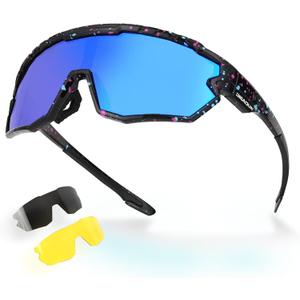 2 x Polarized Glasses Kids Youth Baseball Sunglasses Adult Men Women Cycling Goggles with 3 lenses,Fishing,Ski Golf