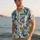 Hawaiian Shirt for Men Short Sleeve Button Down Summer Beach Casual Shirts Tropical Aloha Shirt Men Relaxed Fit (XL)
