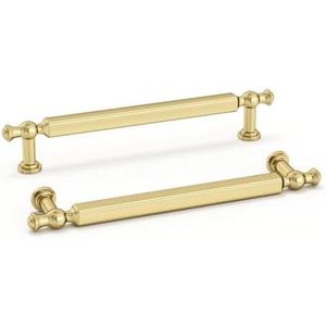 Haliwu 10 Pack Brushed Gold Cabinet Pulls, 5 inch(128mm) Hole Center Drawer Handles Zinc Alloy Hardware Pull for Kitchen Dresser Bathroom