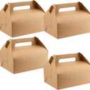 HEIHAK 50 PCS 8x6x4 Inch Large Gable Boxes Bulk, Gift Boxes with Handle, Treat Party Favor Boxes for Birthday,Wedding,Picnic and Christmas