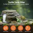 MIXJOY 130GPH Turtle Tank Filter, Ultra-Quiet Turtle Filter with Turtle Basking Platform, Detachable Bridge for Climbing&Diving, Adjustable Flow, Multi-Layer Filtration, Filter for Turtle Tank, Decor