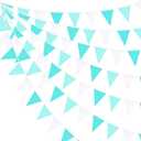 10M/32Ft Aqua Green Banner Party Decorations Triangle Flag Pennant Bunting Fabric Garland for Wedding Birthday Engagement Bridal Baby Shower Under The Sea Party Festivals Decoration(Teal Blue)