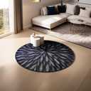 Inchgrass Purple-Brown Pinstripe 6ft Round Faux Fur Area Rug, 16" x 8.7", Machine Washable, Modern Style