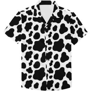 Dellukee Hawaiian Shirts for Men Short Sleeve Summer Tropical Beach Holiday Casual Button Down Shirts (Medium, Cow)