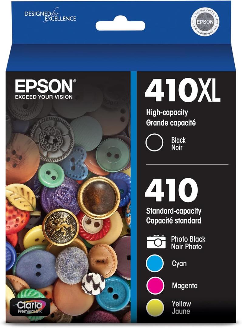 EPSON 410 Claria Premium Ink High Capacity Black & Standard Color Cartridge Combo Pack (T410XL-BCS) Works with Expression Premium XP-530, XP-630, XP-640, XP-7100, XP-830