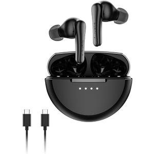 Belkin SoundForm Rhythm ANC True Wireless Earbuds w/Built-in Microphone, USB C Fast Charging, 28H Battery Life, IPX5 Water Resistance - Bluetooth Earbuds for iPhone, iPad, Galaxy, Pixel, etc. - Black