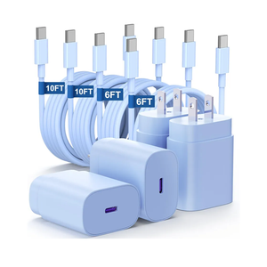 Essri Type C Charger Fast Charging for Samsung Galaxy S25/S24/S23/S22/Note 20,4Pack 25W Super USB C Fast Charger Block with (6ft+10ft) x2 Cables for iPhone 15/16 Pro Max/Plus, Android Phones-Blue