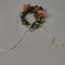 Vivivalue Boho Flower Crown Rose Floral Headband Hair Wreath Flower Headpiece Halo with Ribbon Wedding Party Photos