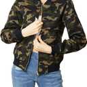 sexycherry Jackets for Women Casual Long Sleeve Lightweight Coats Full Zip Up with Lining Pockets (Army/Camo)