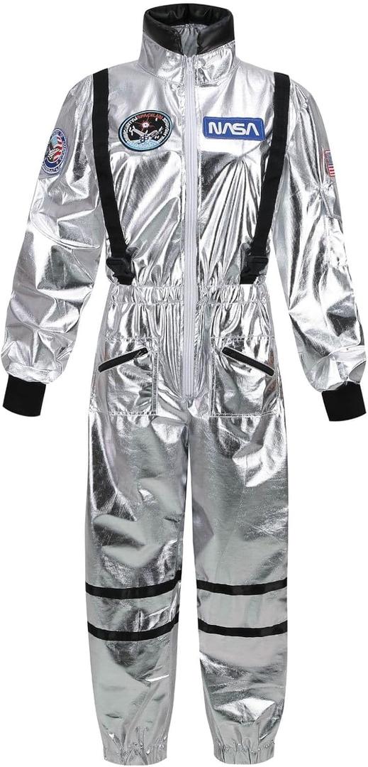 Women's Astronaut Costume Adult Spaceman Coverall Flight Jumpsuit Halloween Cosplay Dress Up Party (Large)
