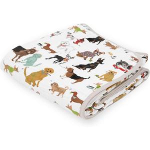 Little Unicorn Original Premium Cotton Quilt | Multi-Layered & Extra-Soft Muslin Fabric |for Babies & Toddlers (Woof) (47"x47")