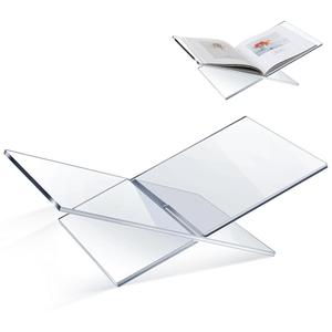Quzzil Large Acrylic Book Stands 15.8" x 9.5" x 5.4" Thicken Book Holder for Display Reading Open Coffee Table Stand for Cookbooks, Bible, Quran, Art, Magazines(Clear)