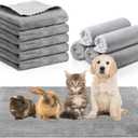 5 Pcs Waterproof Guinea Pig Blankets Washable Small Animal Pee Pad Pet Blanket Sleep Bedding Mats Absorbent Guinea Pig Cage Liner Reusable Pet Sleep Pad(Gray,22" X 47",Classic)