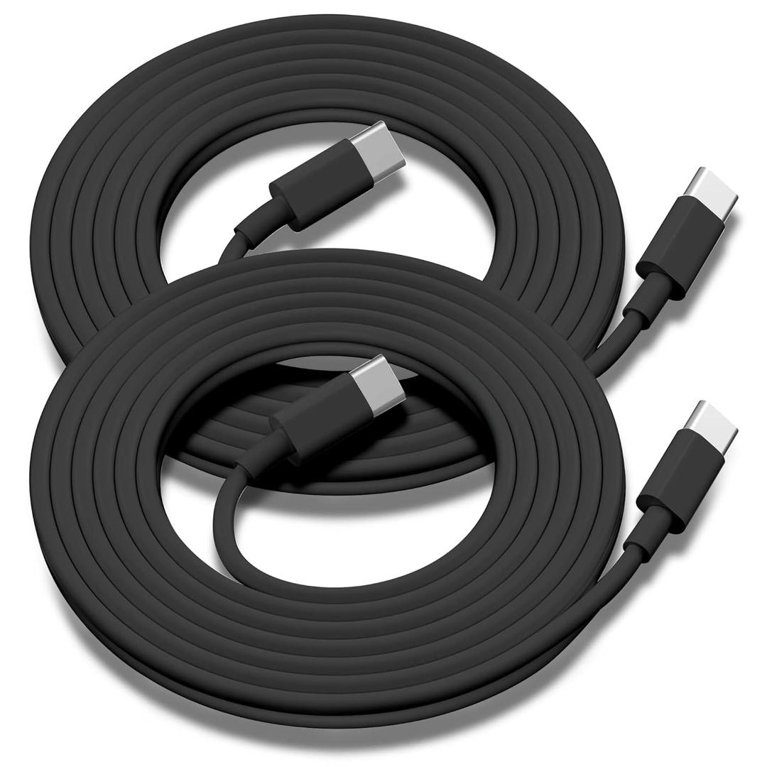 2Pack for Apple USB C to USB C Charging Cable 10ft 100W,Long Type C to C Fast Charger Cord for iPhone 16 E/17/Air/15/Pro/Plus/Pro Max,for MacBook Pro/Air,for iPad Pro12.9/11in,Air 4/5,Mini 6/7 - Black