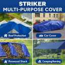 Striker All Purpose PE Cover with UV Protection, Rust-Resistant Grommets, and Rope-Reinforced Edges (Blue, 40' x 60')