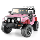 Funcid Ride on Truck Car, Kids 12V Electric Ride on Toys with Parent Remote Control, Spring Suspension, Bluetooth Music, LED Lights - Pink