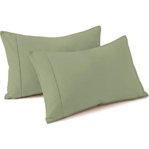 QUEENSBAY Queen Pillow Cases Set of 2, Cooling, Envelope Closure, Easy Care, Comfortable, Breathable Soft Microfiber, Wrinkle Free Standard Size Pillow Covers, 20x30 Inches, Sage Green