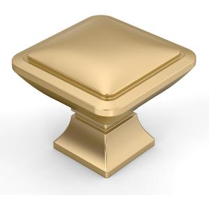 Amerdeco 10 Pack Champagne Bronze Square Kitchen Cabinet Knobs Cabinet Hardware Single Hole Cabinet Pulls Drawer Knobs and Pulls for Bathroom Cabinets ZH0019