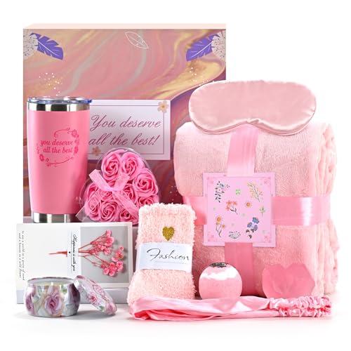 Gifts For Women,Birthday Presents,Birthday Gift Sets,Get Well Gift Baskets,Self-Care Gift Sets Featuring Blankets,Mug, Scented Candle,Soothing Spa Care Sets—Heartwarming Gift Exclusively For Women