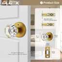 Antique Brass Door Knobs Glass Door Knobs Interior with Lock, Vintage Crystal Privacy Octagon Door Knobs for Bedroom Bathroom
