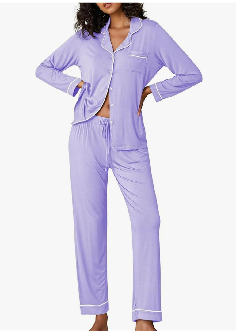 Pajamas Women's Long Sleeve Sleepwear Soft Button Down Loungewear Pjs Lounge Set Nightwear Size 12-13 Y