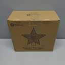 Brightown Christmas Star Tree Topper with Built-in 3D Glitter Led Snowflake Projector Lights, Silver Hollowed Pentagram Tree Toppers Christmas Decorations Indoor for Xmas New Year Party Holiday