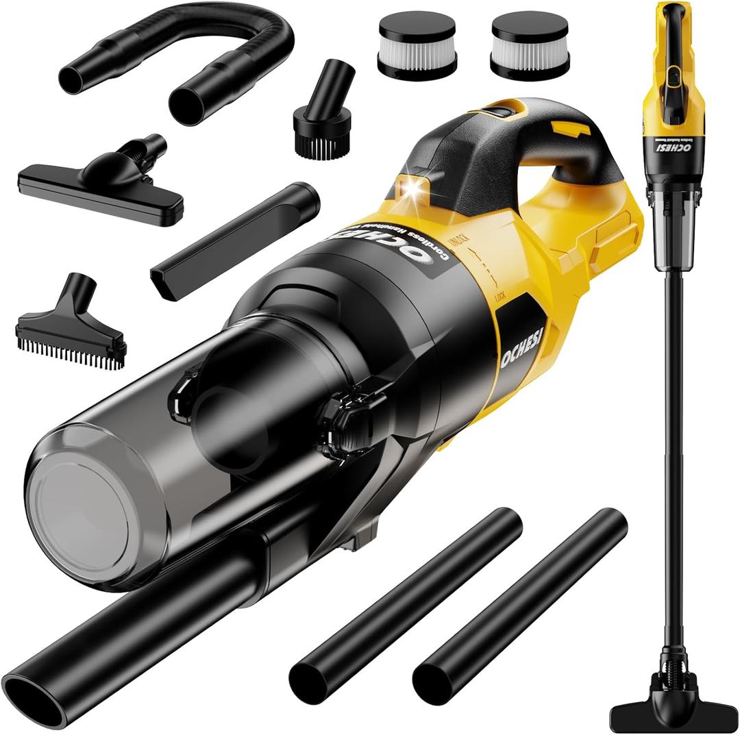 Cordless Vacuum Cleaner for Dewalt 20V Battery, 6 in 1 Handheld Electric Vacuum Cleaner with HEPA Filter and LED Light, 46 CFM Portable Hand Vacuum for Floor, Carpet, Car (Battery Not Included)