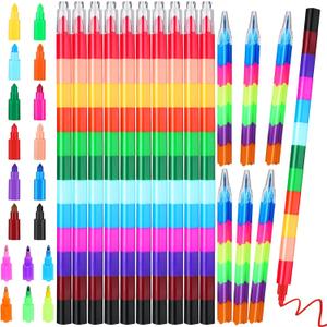  Stacking Crayons Colorful Stackable Buildable Crayons Rainbow Pencils Party Favors for Kids Coloring School Office Supplies Party Favor, 12 Colors
