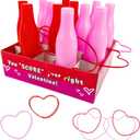 Valentine Bottle Ring Toss Game for Kids Party Activity, Indoor/Outdoor Backyard Yard Carnival Game, Classroom Valentine's Party Games for Kids and Adults Party Supplies by 4E's Novelty, Red, Pink