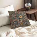 William Morris Vintage Floral Velvet Throw Pillow Covers 18x18 Inch Boho Botanical Art Home Decor Pillowcase Soft Farmhouse Rustic Square Cushion Cover for Bed Sofa Living Room Indoor and Outdoor