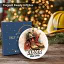 3 x Christmas Firefighter Gifts 2025 - Ceramic Hero Firefighter Christmas Ornament for Tree Decorations, Appreciation Fire Fighter Gifts for Men Husband, Coworkers Friends, Fireman Gift for Men Women