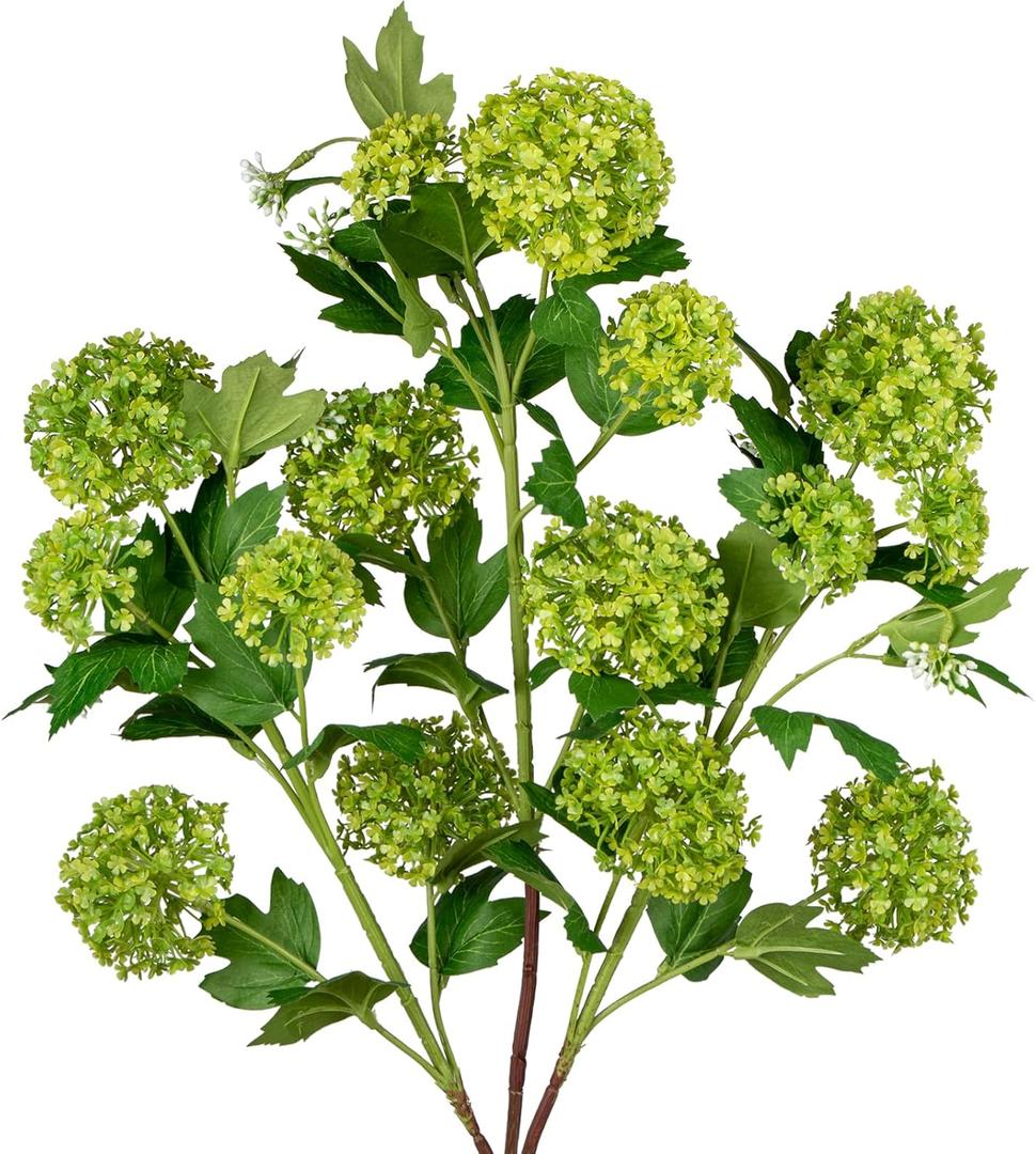 DILATATA Faux Hydrangea Flowers 31" Green Artificial Hydrangea Spray with 5 Flower Heads, 3 Per Bag.Faux Hydrangeas Plastic Flowers Fake Hydrangeas for Indoor Outdoor Wedding Table Centerpieces Decor