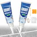 Tile Grout Repair Kit, 2 Pack Fast Drying Grout Filler for Bathroom, Kitchen, Shower, Versatile Triple Use with Grout Sealer, Replace Grout Pen for Restore and Renew Tile Joints Line(White)
