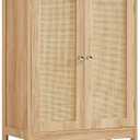 Iwell Storage Cabinet, Rattan Cabinet with Adjustable Shelf, for Living Room, Entryway, Kitchen, Home Office, Nature (Natural)