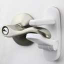 Door Lever Lock Prevents Toddlers from Opening Doors. 3.25" L * 1.5" W * 4.5" H Easy One Hand Operation for Adults. Durable ABS with 3M Adhesive Backing. Simple Install, No Tools Needed.