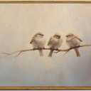 InSimSea Vintage Framed Wall Art, Three Birds Prints Vintage Wall Decor, Bedroom Living Room Bathroom Office Rustic Canvas Art 12x16in