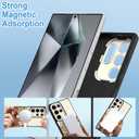 White Case with Stand for Samsung Galaxy S24 Ultra, Floral Flowers | Wireless Charging Compatible, Finger Strap Stand, Kickstand, Shockproof Protection, Soft TPU and Hard PC, for Women