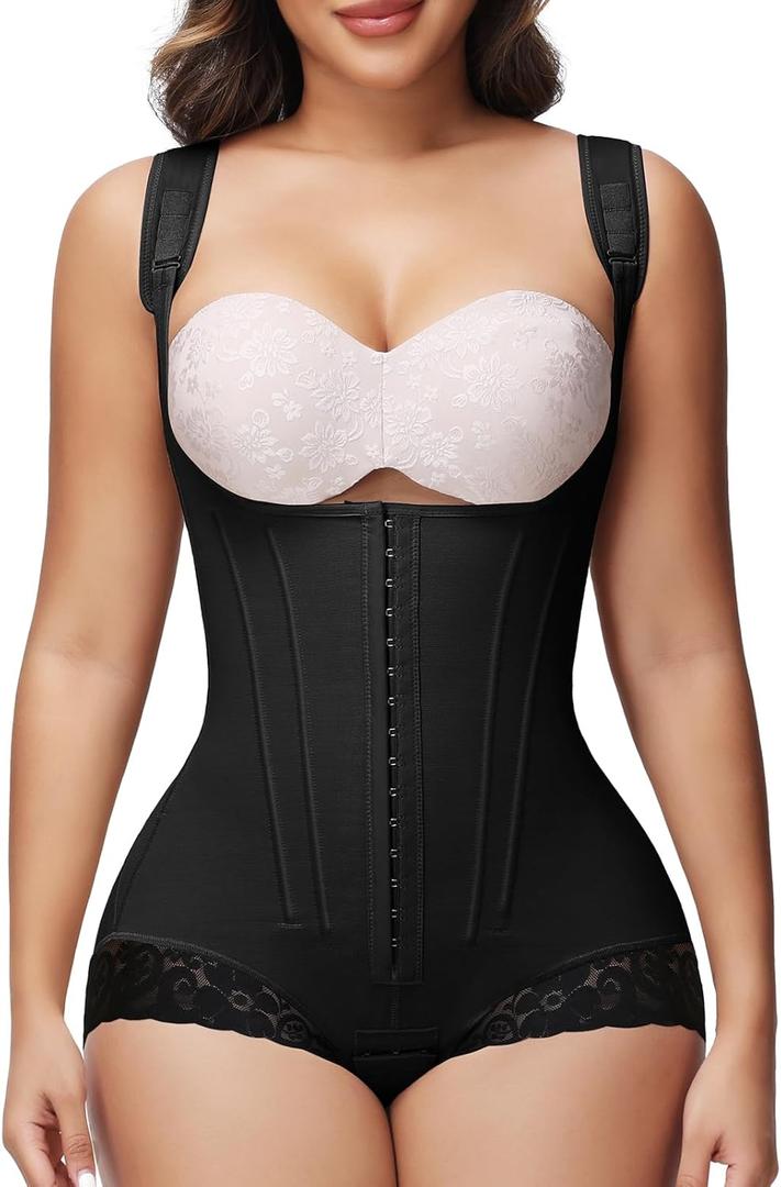 SHAPSHE Fajas Colombianas Moldeadoras Postpartum Stage 2/3 Body Shaper Tummy Control Shapewear for Women with 8 Bones (Medium, Black)