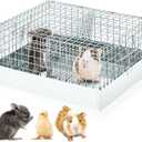 DoubleFill 2 Hole Cavy Transport Cage 16 x 14 x 8 Inch, Chinchilla Hamsters Chicks Rabbit Carrier for Travel Temporary Housing, Indoor Outdoor Pet Habitat Animal Enclosure