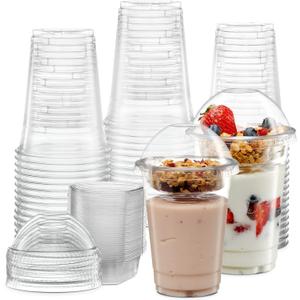 ELEGANT DISPOSABLES 16 oz Plastic Parfait Cups with 4 oz Inserts & Lids 50 Sets 16 OZ Yogurt Containers