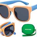 KOCOTREE Foldable Kids Sunglasses, Colourful Flexible Frames for Boys & Girls, Single-Pack (Orange)