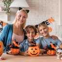 Edoneery Halloween Cat Ears Headband for Women, Furry Leopard Cat Ear Hairband, Costume Hair Accessory for Cosplay Parties (Black)