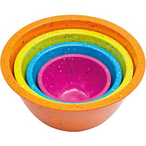 Confetti Nesting Mixing Bowls Set - 4-Piece Colorful Kitchen Bowls (18oz, 1.25QT, 2.5QT, 4QT) - BPA-Free, Dishwasher Safe, Space-Saving Design Vibrant Color