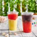 GUSTO Clear Plastic Cups with Flat Lids [24 oz - 50 Count] - Disposable Iced Coffee Cups with Lids - PET Plastic Cold Cups for Smoothies, Juices & To-Go Drinks - Formerly Comfy Package