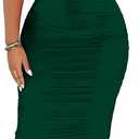 Women's Sexy Off Shoulder Sleeveless Bodycon Ruched Midi Elegant Cocktail Evening Party Night Tube Dresses (XX-Large, 88-dark Green)
