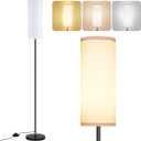 PARTPHONER Modern Standing Lamp with Lampshade, Minimalist Tall Lamp with Foot Switch for Living, Bedroom, Kids Room, Office (White)