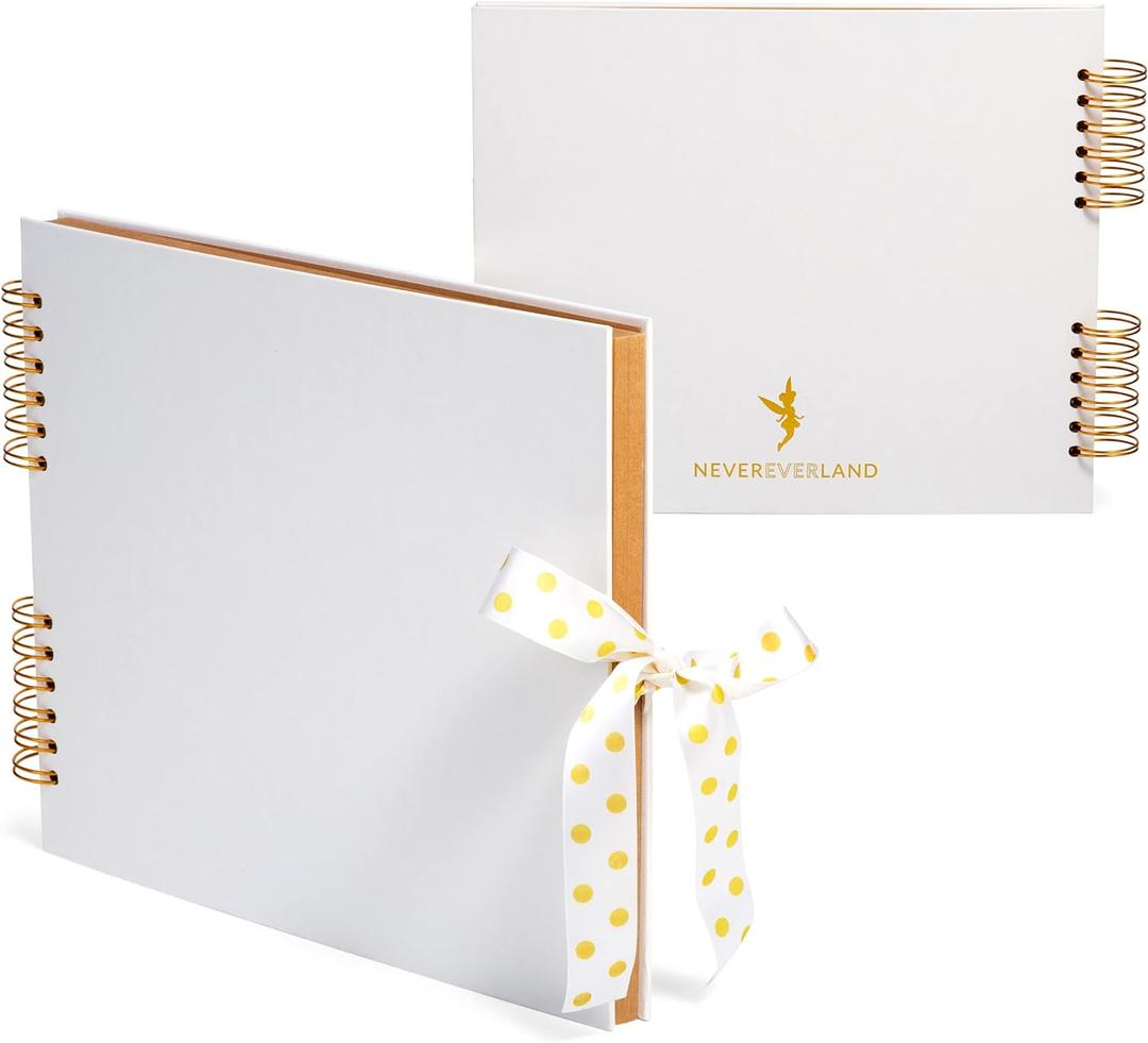 Never Ever Land Scrapbook Album 12x10 White Scrap Book. Scrapbooking Supplies, Memory Book, Wedding Guest Book, Photo Album, Baby Shower Gifts, Valentines, Engagement Gifts